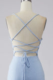 Light Blue Sparkly Mermaid Prom Dress with Slit HZ1024
