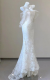 Ivory Mermaid Strapless Strapless Lace Long Prom Dresses HZ1024