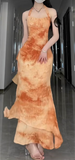 Orange Mermaid Neckline Strapless and Ankle Length Ball Gowns HZ1024
