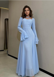 Pink Mermaid Long Sleeve Ruffle Maxi Ball Gown HZ1024