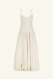 Beige Elegant Spaghetti Strap Midi Bubble Dress HZ1024