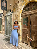 Soft Blue Strapless Simple Ball Gown Evening Dress HZ1024