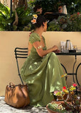 Fresh Green A-Line Short Sleeve Backless Dress HZ1024