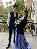 Charming Lavender Sweetheart Neck Strapless Satin Floor Length Formal Prom Gown Evening Dress HZ1024