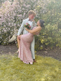 Pink Mermaid One Shoulder Sequin Slit Floor-Mounting Ball Gown Evening Dress HZ1024