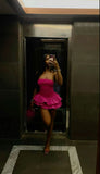 Sexy Bright Pink Mermaid Strapless Sleeveless Short Homecoming Dress HZ1024
