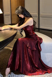 Wine Red Straps Mermaid Long Party Dress, Wine Red Evening Dress Formal Dress HZ1024