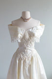 Vintage French Ivory A-line Off-the-shoulder Sequin Beaded Wedding Dress HZ1024