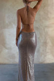 Sexy Backless Irregular Ruffle Sequin Mermaid Ball Gown Evening Dress HZ1024
