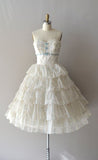 Vintage White Strapless Ruffle Lace Short Birthday Party Dress Prom Dress HZ1024
