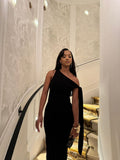 Elegant Black One Shoulder Mermaid Ball Gown Evening Dress HZ1024