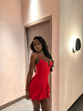 Sexy Burgundy Strap Mini Birthday Party Dress Prom Dress HZ1024