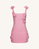 Sweet Pink 3D Flower Strap Bodycon Mini Birthday Party Dress Homecoming Dress HZ1024