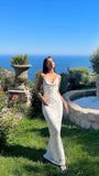 Simple Ivory Off-Shoulder Sleeveless Backless Mermaid Long Formal Prom Dress Evening Gown HZ1024