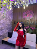 Sexy Burgundy Off-the-shoulder Bowknot Bodycon Mini Party Dress Homecoming Dress HZ1024