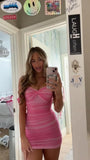 Sweet Pink Off Shoulder Bodycon Mini Party Dress Homecoming Dress HZ1024