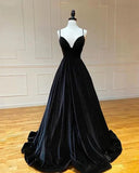 Simple A-Line Velvet Green Long Prom Dress, Green Long Formal Dress HZ1024