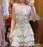 Vintage Embroidery Beaded Homecoming Dress A-Line Backless Party Dress Short Cocktail Dress HZ1024