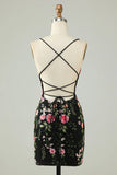 Charming Appliques Spaghetti Straps Bodycon Design A-line Homecoming Dress HZ1024