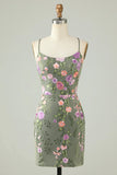 Charming Appliques Spaghetti Straps Bodycon Design A-line Homecoming Dress HZ1024
