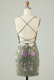Charming Appliques Spaghetti Straps Bodycon Design A-line Homecoming Dress HZ1024