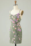 Charming Appliques Spaghetti Straps Bodycon Design A-line Homecoming Dress HZ1024