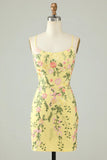 Charming Appliques Spaghetti Straps Bodycon Design A-line Homecoming Dress HZ1024