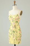 Charming Appliques Spaghetti Straps Bodycon Design A-line Homecoming Dress HZ1024
