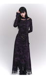 New Gothic Style Fashion Bell Sleeve Design Sense Long-sleeved Split Dress HZ1024
