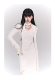New Fashion White Sweater Style Long-sleeved Dress HZ1024