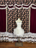 Shiny White Beaded Strapless A-Line Short Tiered Party Dress Homecoming Dress HZ1024