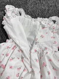New Fashion Pink Floral Design A-line Sleeveless Spaghetti Strap Tiered Dress HZ1024