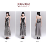 Women Fashion Design Sense Seaside Party Grey Spaghetti Strap Dress HZ1024