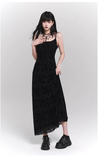 New Vintage High Quality Black Spaghetti Strap Dress HZ1024