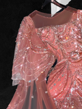 Gorgeous Shiny Orange Beaded Sequined Design Mermaid Prom Dress Evening Dress HZ1024