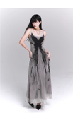 Women Fashion Design Sense Seaside Party Grey Spaghetti Strap Dress HZ1024
