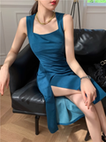 New Stylish Design Elegant Split Spaghetti Strap Dress HZ1024