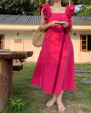 Cute Stylish Rose Pink Casual Loose Women Dress HZ1024