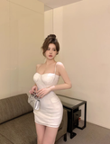 Fashion Beige Sequin Tight Design A-line Spaghetti Strap Homecoming Dress HZ1024
