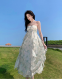 Simple Fashion Women Floaral Design Beach Holiday Halter Dress HZ1024