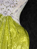 Sparkling Green Sequined Design Elegant Mermaid Prom Dress Evening Dress HZ1024