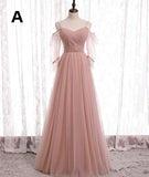 Elegant Pink Sweetheart A-Line Tulle Party Dress Evening Gown Bridesmaid Dress HZ1024