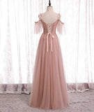 Elegant Pink Sweetheart A-Line Tulle Party Dress Evening Gown Bridesmaid Dress HZ1024