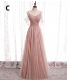 Elegant Pink Sweetheart A-Line Tulle Party Dress Evening Gown Bridesmaid Dress HZ1024