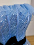 Gray Tulle Floor Length Prom Dress, A-Line Strapless Evening Party Dress HZ1024