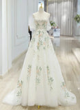 Elegant White Sweetheart Off Shoulder Tulle Wedding Party Dress, White Tulle Evening Dress HZ1024