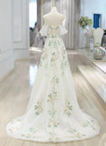 Elegant White Sweetheart Off Shoulder Tulle Wedding Party Dress, White Tulle Evening Dress HZ1024