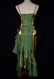 Green Satin Vintage Style High Low Party Dress, Mermaid Spaghetti Strap Dress Formal Dress HZ1024
