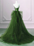 A-Line Green Sequins And Tulle Long Party Dress, Green Evening Dress Formal Dress HZ1024