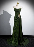A-line Green Sequins Mermaid Long Party Dress, Mermaid Sequins Green Prom Dress HZ1024